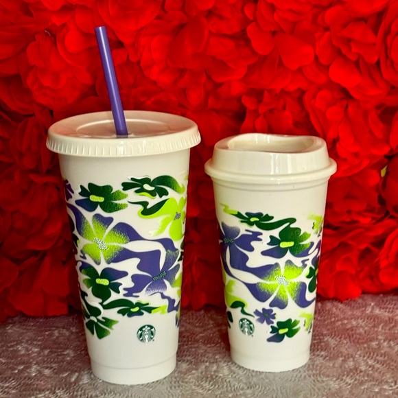 NWT🌿Starbucks Spring 2025 Earth Day Plastic Venti Cold, Grande Hot Reusable Cups - Picture 3 of 5